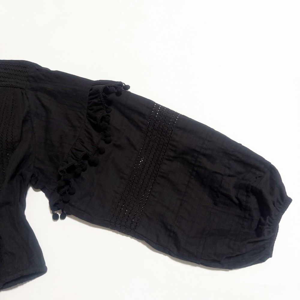 NEW House of Harlow Puff Sleeve Cotton Poplin Crop Top - Picture 7 of 11